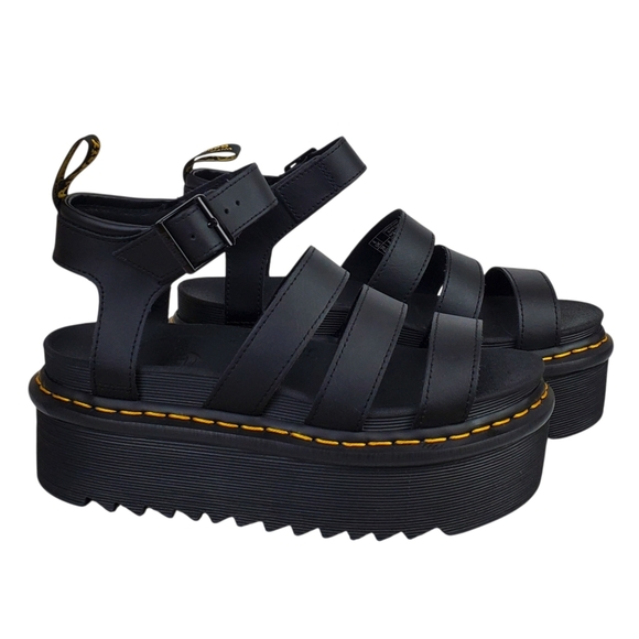 New Dr Martens Blaire quad platform sandals black hydro leather strappy boho y2k - Picture 7 of 15